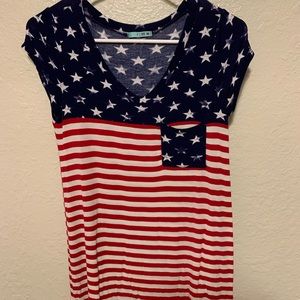 Red, white and blue shirt